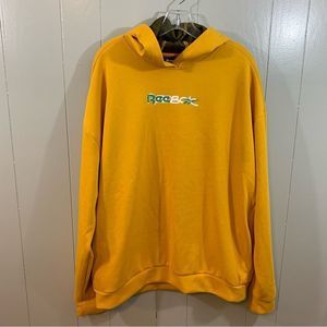 Reebok Yellow Men's 80's Style Long Sleeve Pockets Sweatshirt Hoodie L NEW